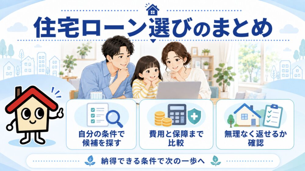 まとめ|住宅ローンの候補を知り、費用と保障まで比べよう