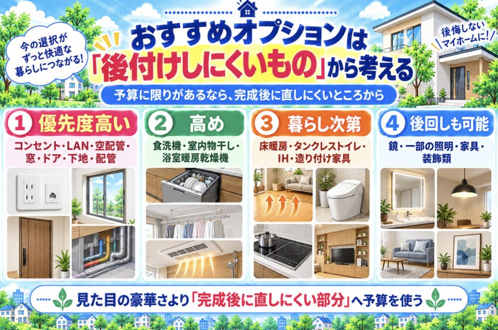 結論｜おすすめオプションは「後付けしにくいもの」から考える
