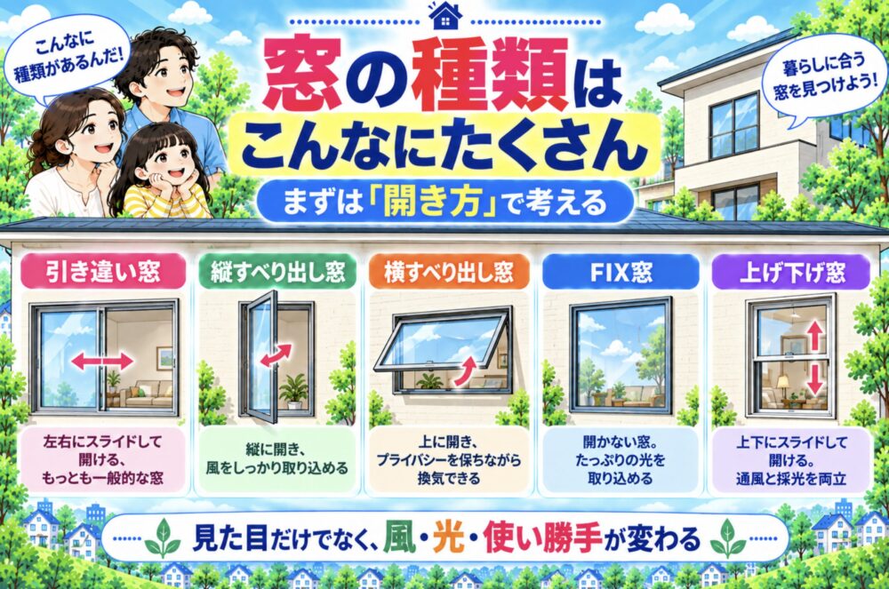 窓の種類はこんなにたくさん|まずは「開き方」で考える