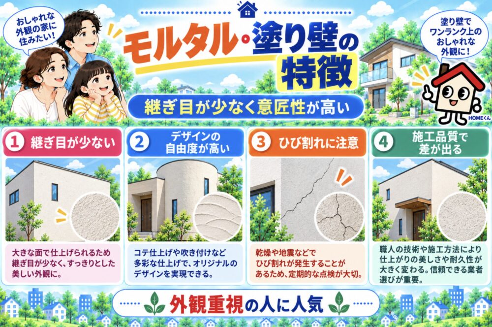 【モルタル+塗材】外壁の機能比較