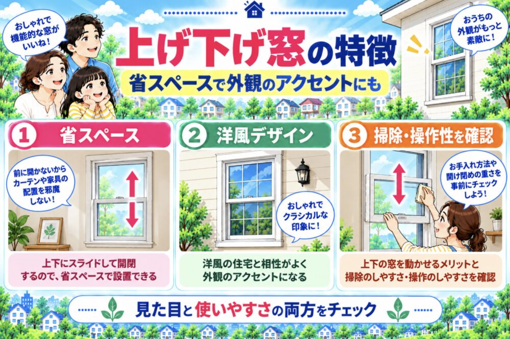 上げ下げ窓|省スペースで外観のアクセントにもなる