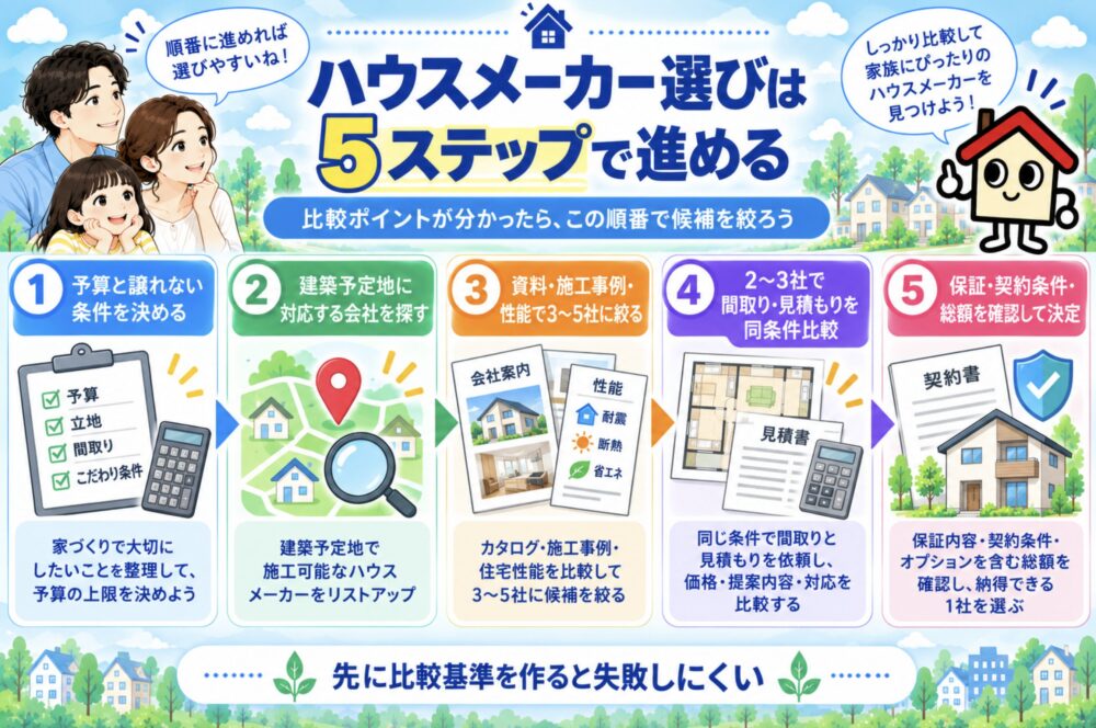 ハウスメーカー選びは5ステップで進める