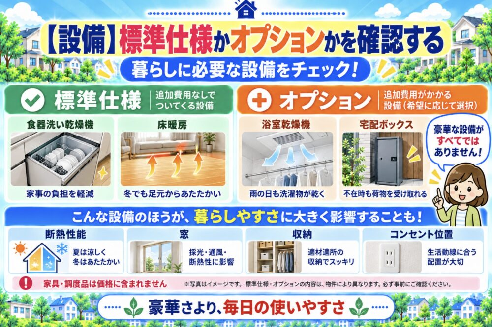 戸建てのチラシの見方・注意点【設備】標準仕様かオプションかを確認する