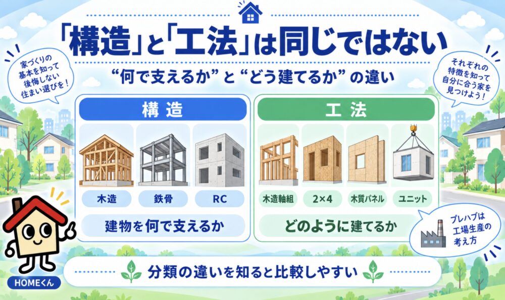 「構造」と「工法」は厳密には同じ意味ではない