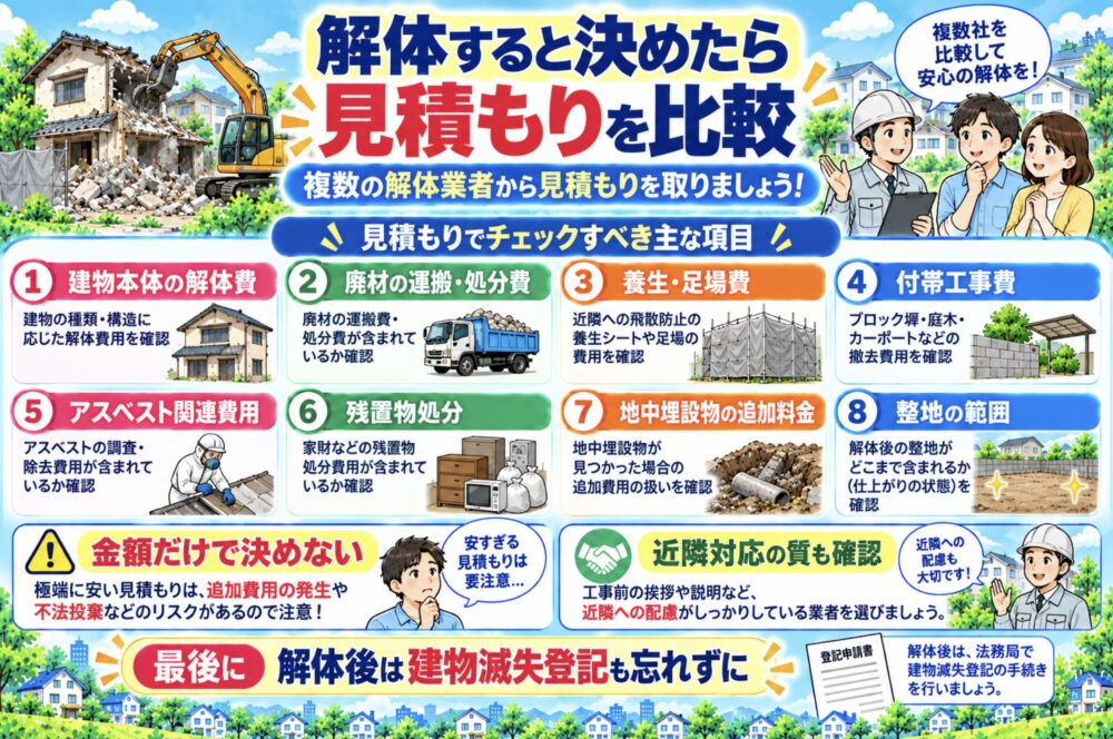 解体すると決めたら複数業者の見積もりを比較する