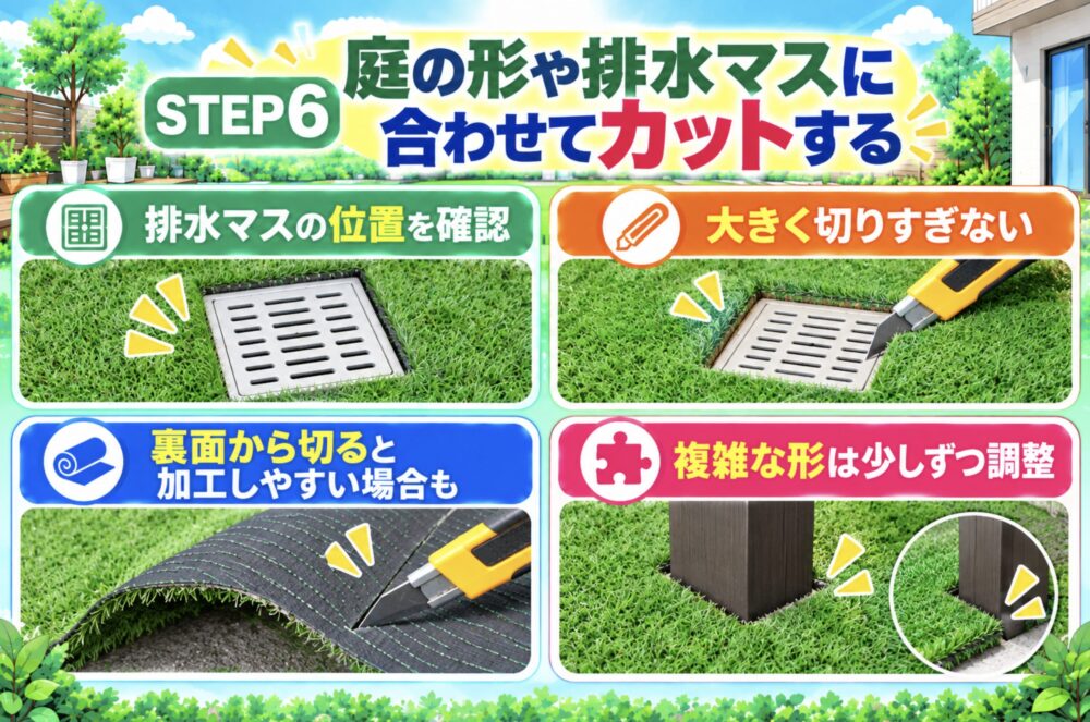 STEP6｜庭の形や排水マスに合わせてカットする
