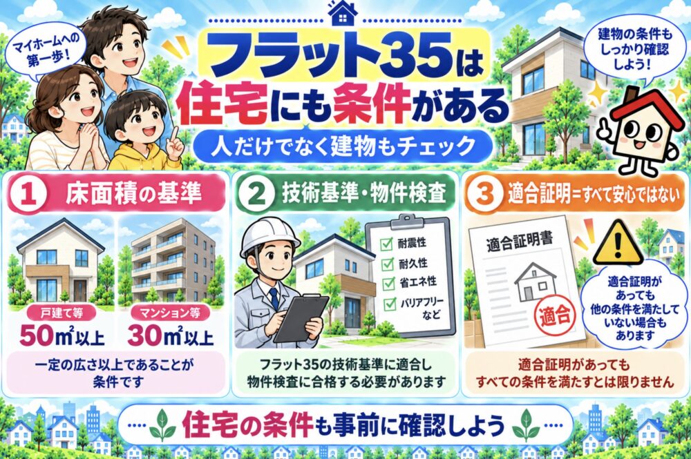 フラット35は「人」だけでなく住宅にも条件がある