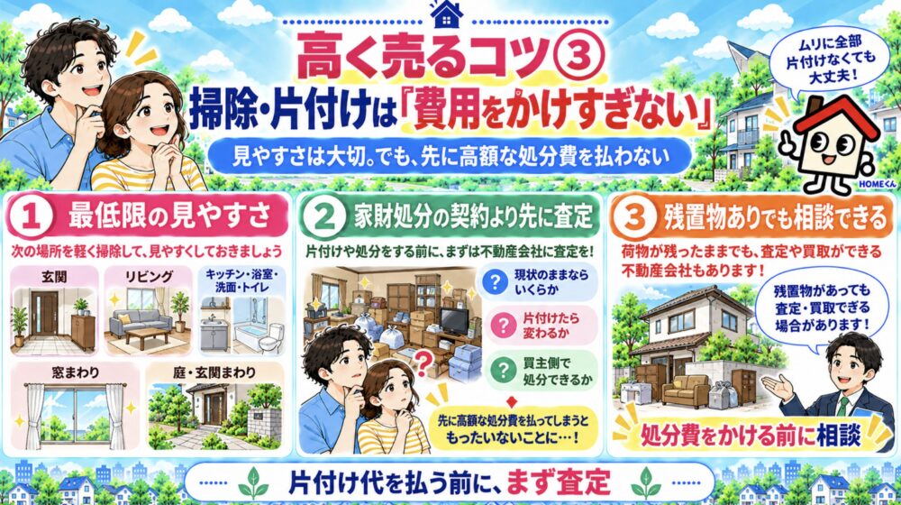空き家高く売るコツ③ 掃除・片付けは「費用をかけすぎない」