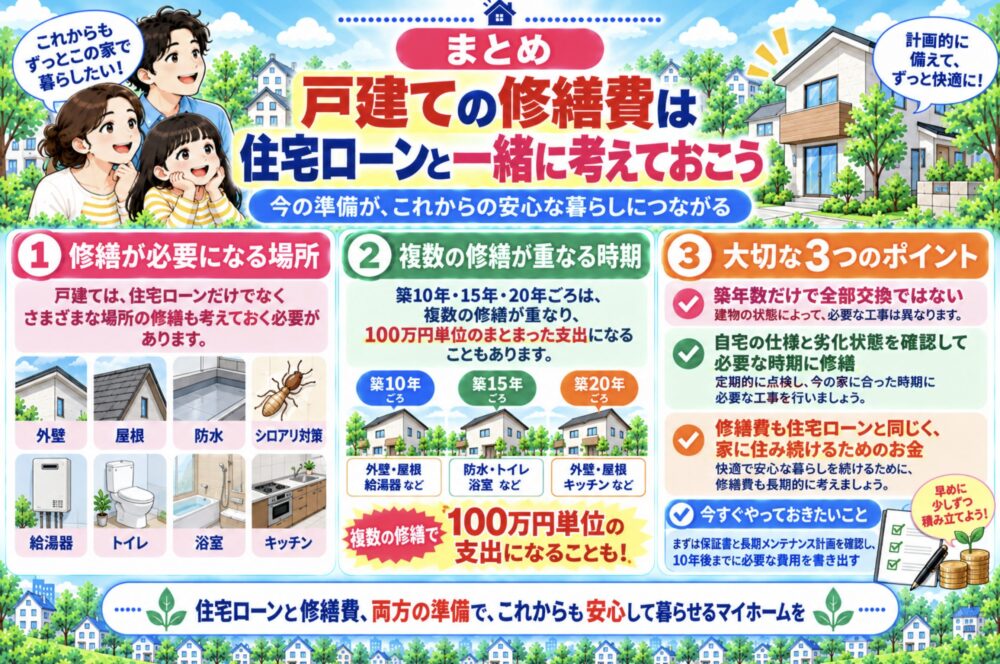 まとめ｜戸建ての修繕費は住宅ローンと一緒に考えておこう