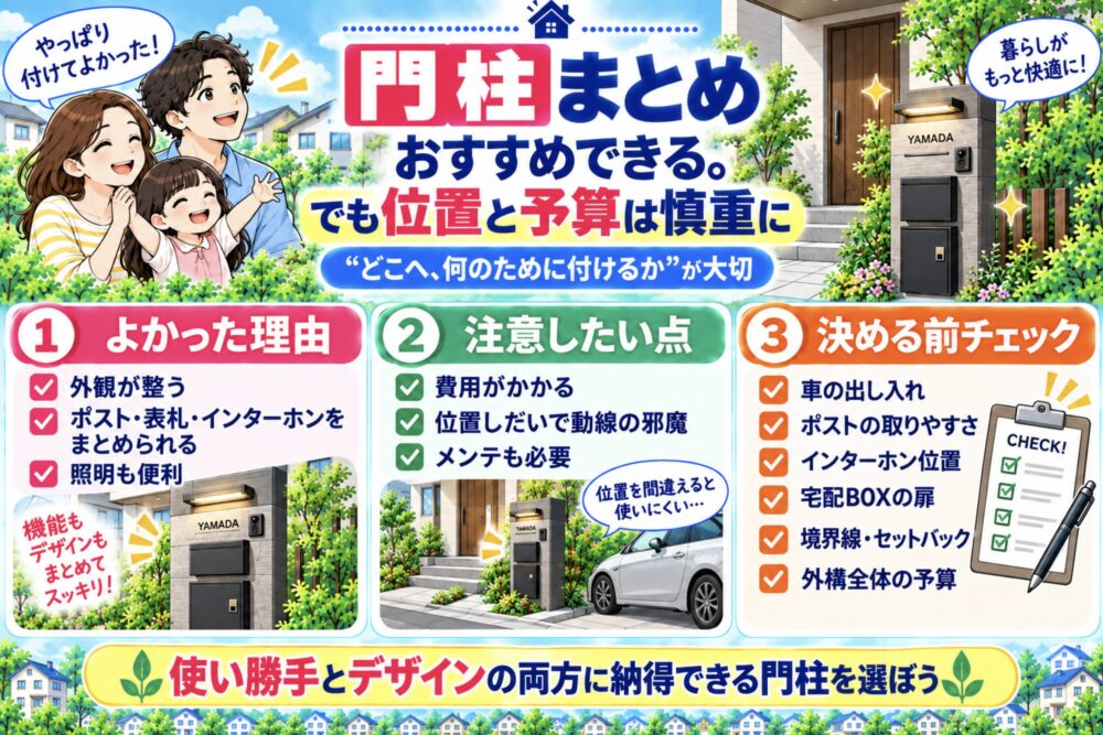 まとめ|私は門柱をおすすめする。ただし位置と予算は慎重に