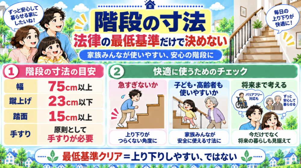 階段の寸法｜法律の最低基準だけで決めない