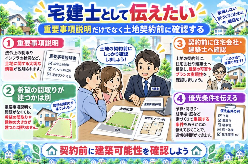 宅建士として伝えたい|重要事項説明だけでなく土地契約前に確認する