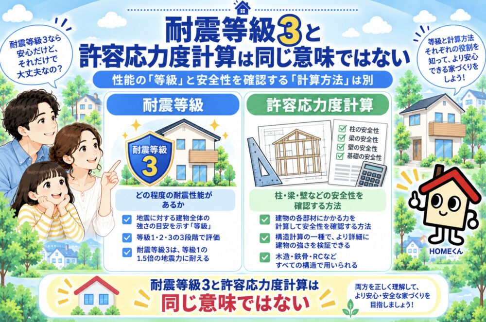 耐震等級3と許容応力度計算は同じ意味ではない