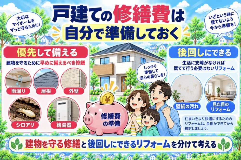 戸建ての修繕費は自分で準備しておく