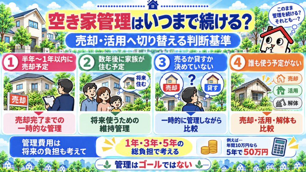 空き家管理はいつまで続ける？売却・活用へ切り替える判断基準