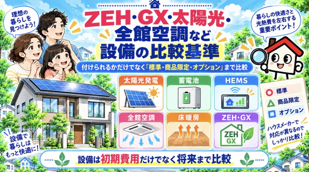 ZEH・GX・太陽光・全館空調など設備の比較基準