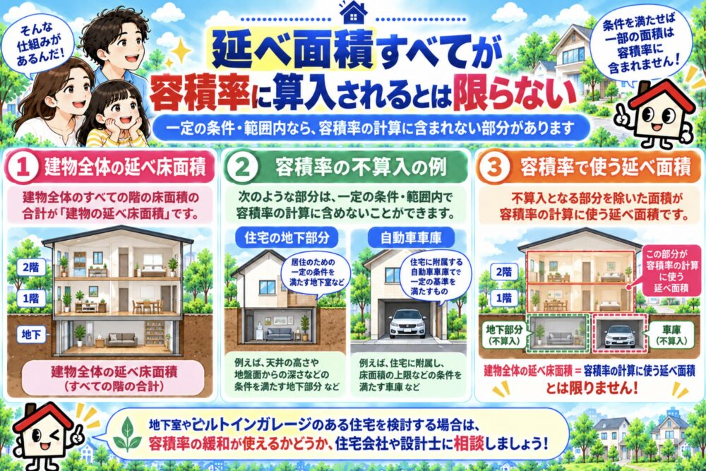 延べ面積すべてが容積率に算入されるとは限らない