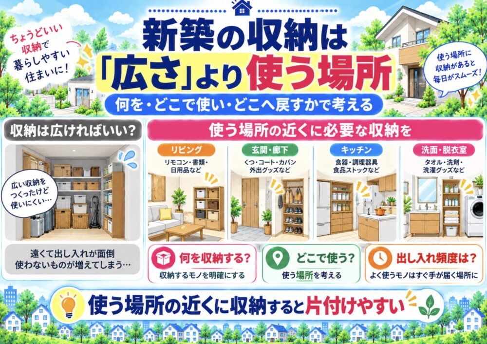新築の収納は「広さ」より使う場所から考えよう