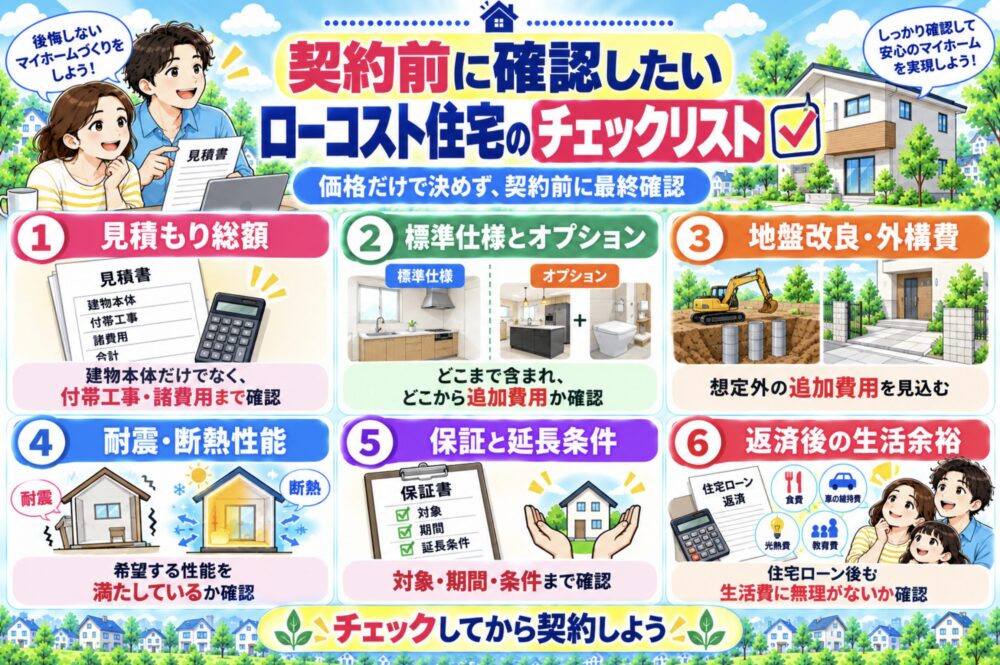 契約前に確認したいローコスト住宅のチェックリスト
