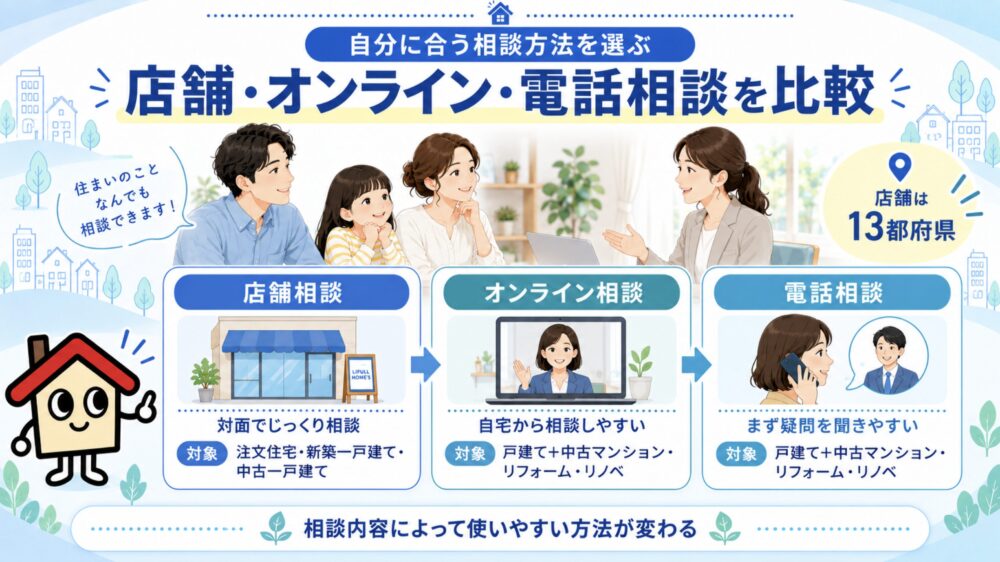 店舗・オンライン・電話相談の違い
