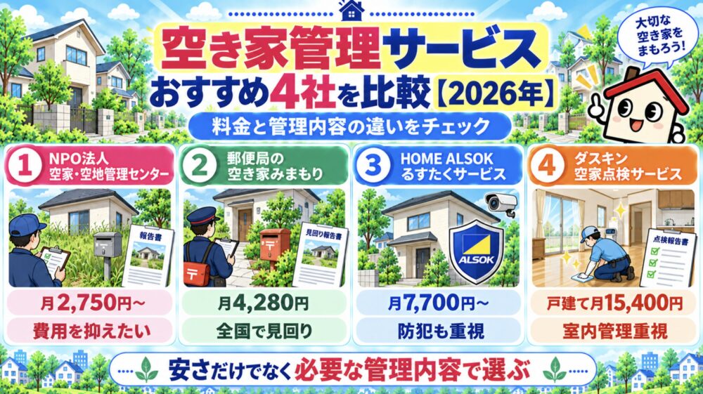 空き家管理サービスおすすめ4社を比較