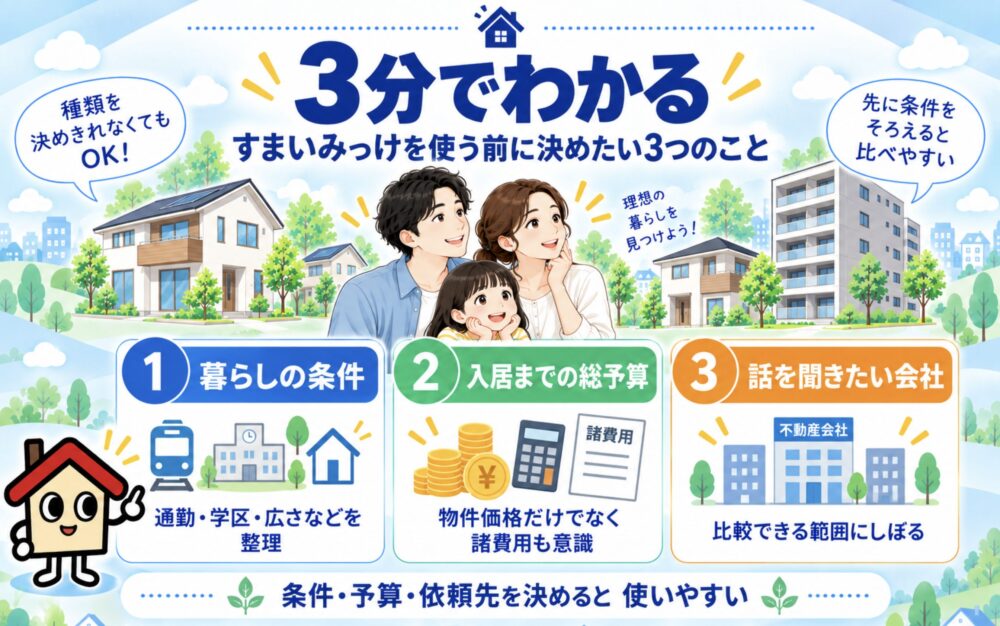 3分でわかる｜すまいみっけを使う前に決めたい3つのこと