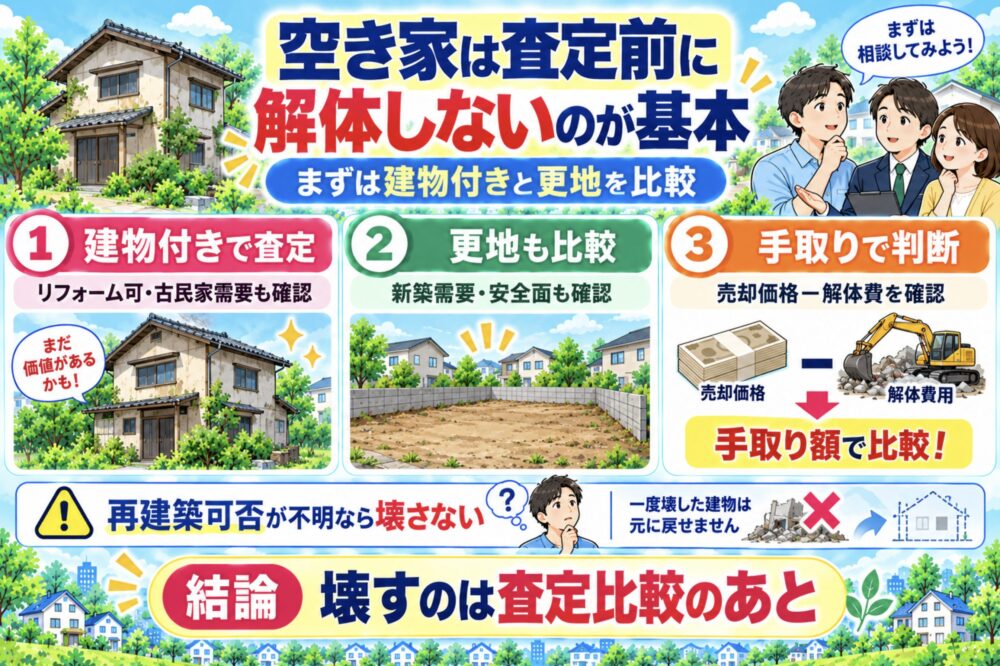 空き家は査定前に解体しないのが基本