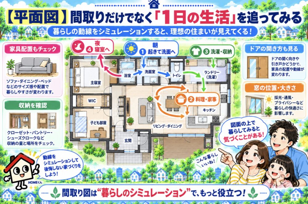 【平面図】間取りだけでなく「1日の生活」を追ってみる