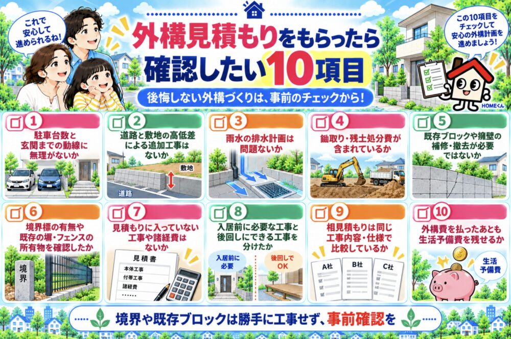 外構見積もりをもらったら確認したい10項目