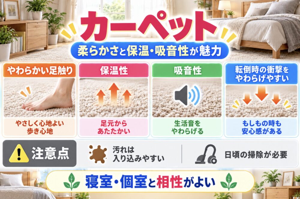 カーペット|柔らかさと保温・吸音性が魅力
