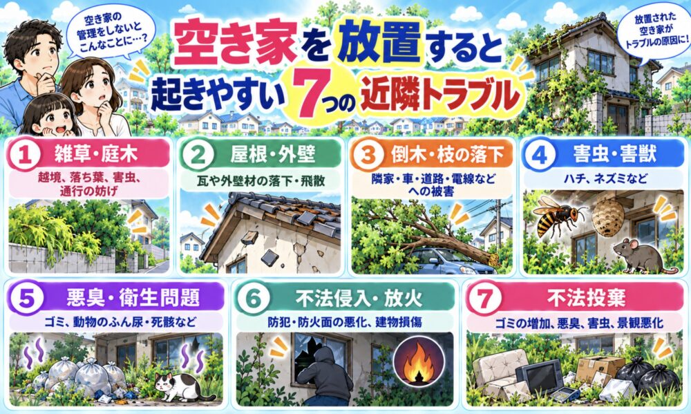 空き家を放置すると起きやすい7つの近隣トラブル