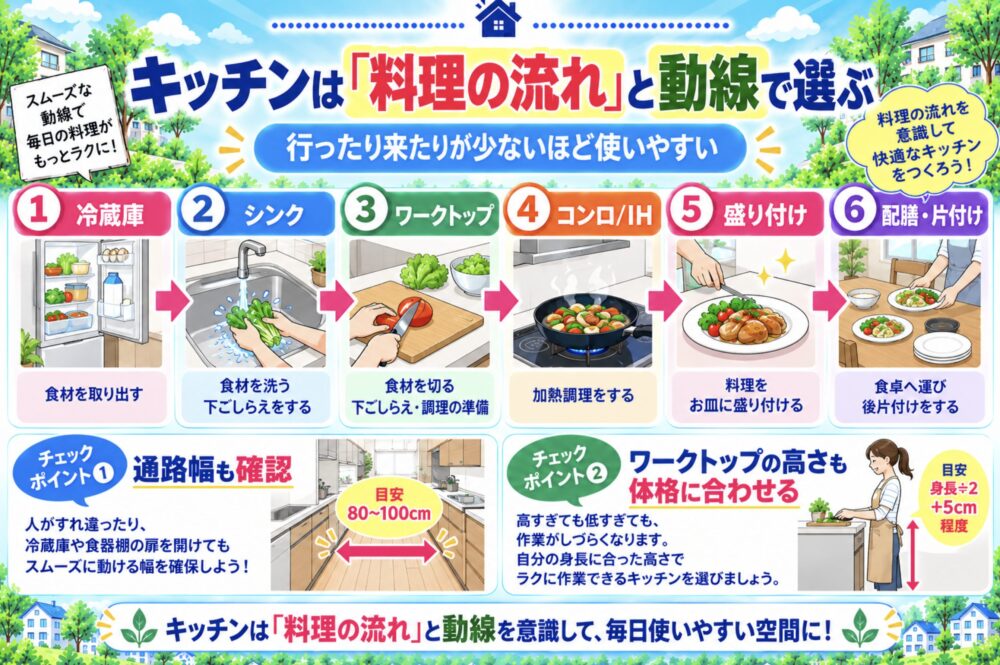 キッチンは「料理の流れ」と動線で選ぶ