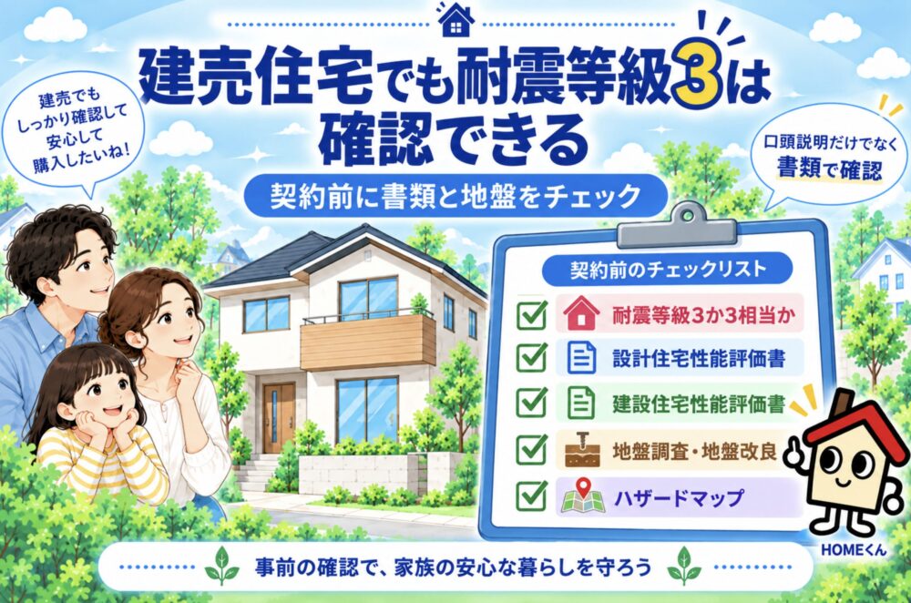 建売住宅でも耐震等級3は確認できる