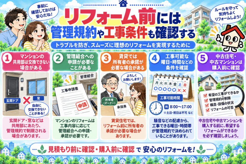 リフォーム前には管理規約や工事条件も確認する