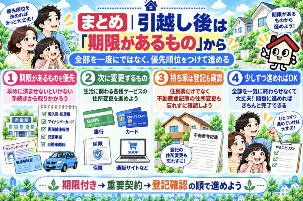 まとめ｜引越し後は「期限があるもの」から終わらせよう