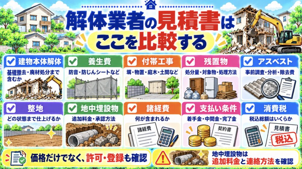 解体業者の見積書はここを比較する