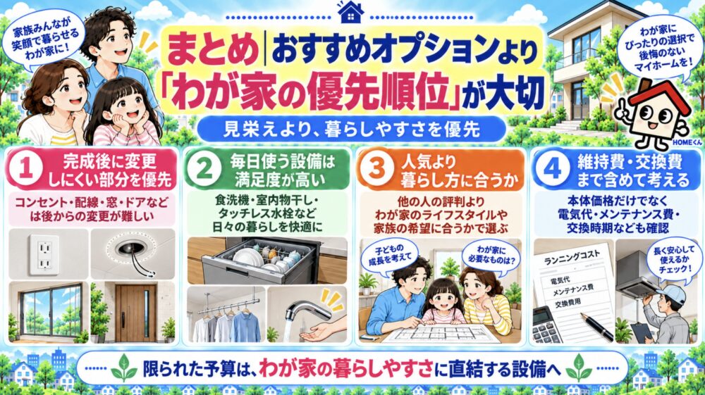 まとめ｜おすすめオプションより「わが家の優先順位」が大切