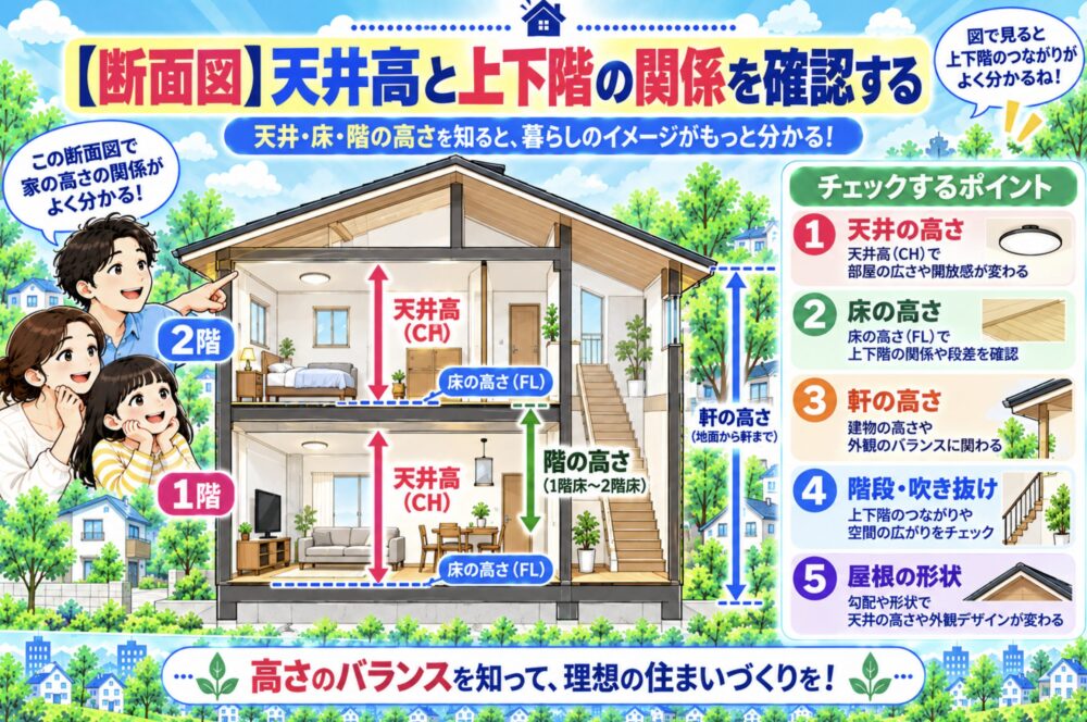 【断面図】天井高と上下階の関係を確認する