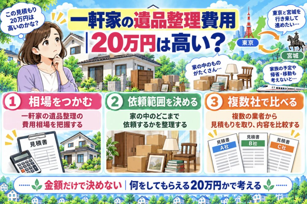 一軒家の遺品整理費用はいくら？「20万円は高い？」と迷ったら