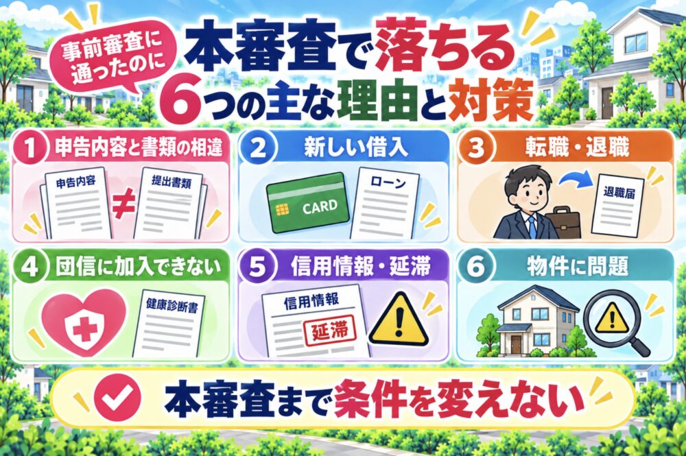 事前審査に通ったのに本審査で落ちる6つの主な理由と対策