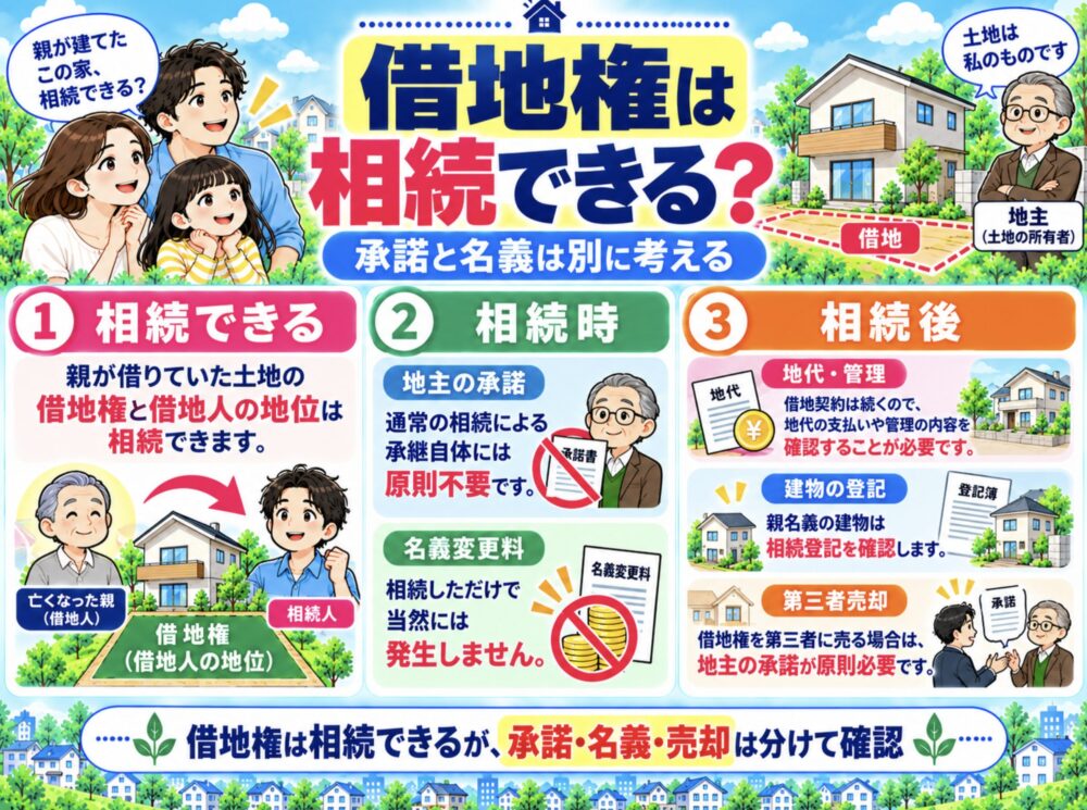 借地権は相続できる？地主の承諾と建物の名義は別に考える