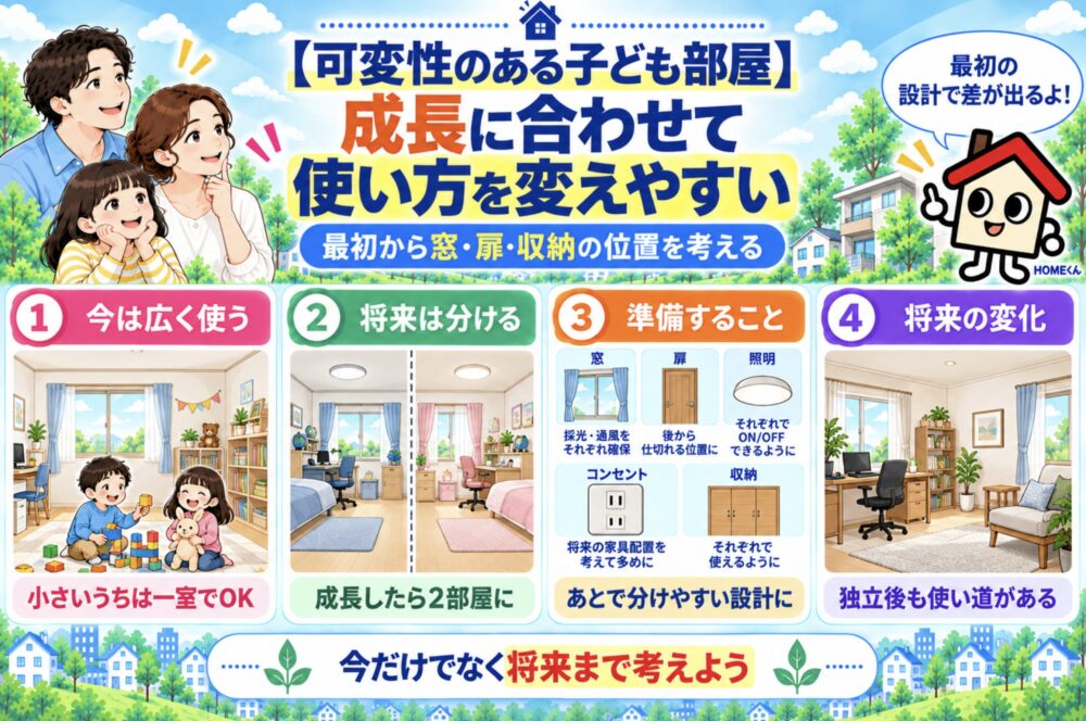 【可変性のある子ども部屋】今の人数だけで決めない
