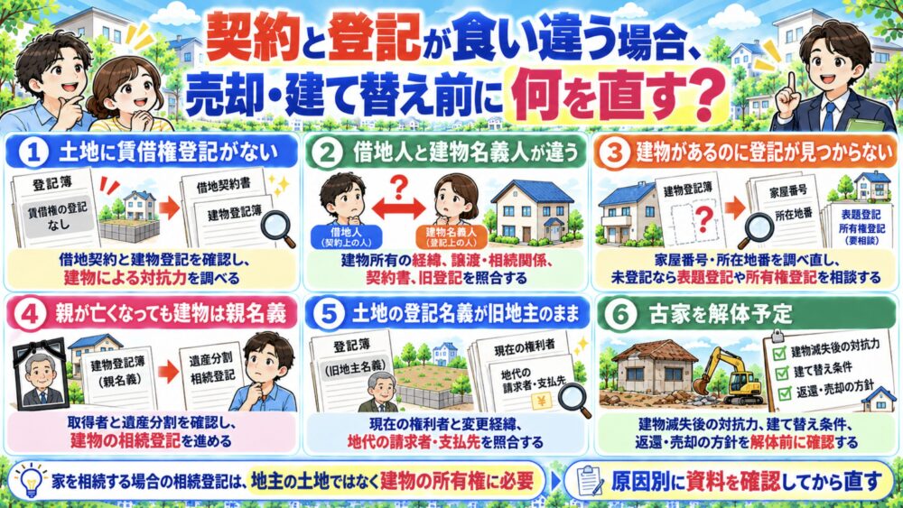 契約と登記が食い違う場合、売却・建て替え前に何を直す？　借地権