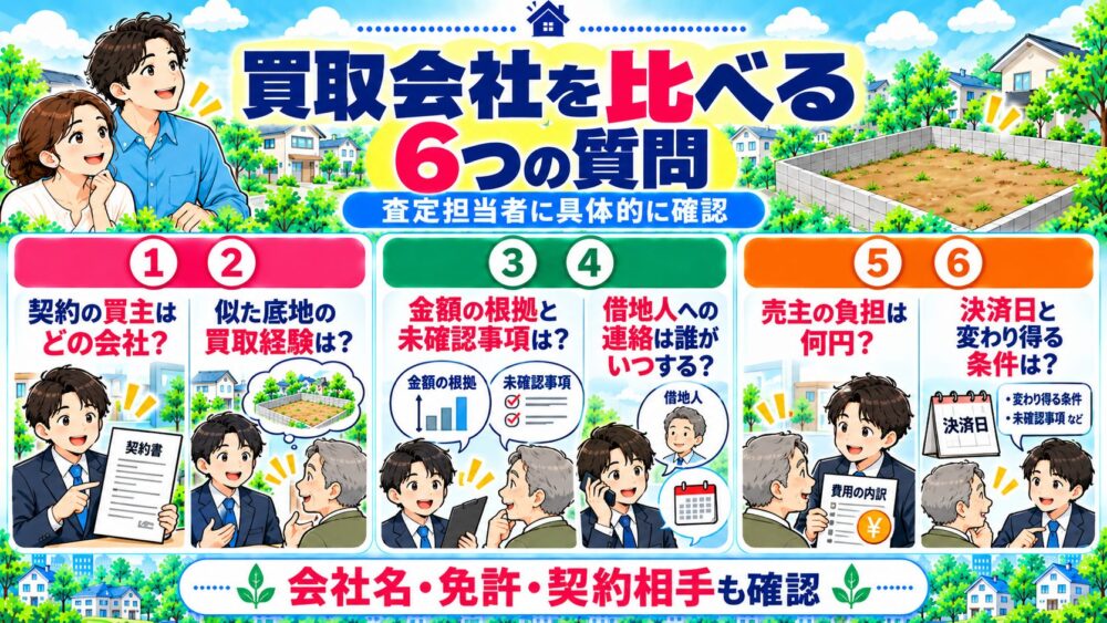 底地の買取会社を比べるときに聞きたい6つの質問