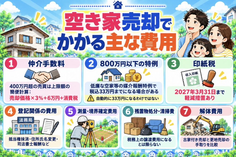空き家売却でかかる主な費用