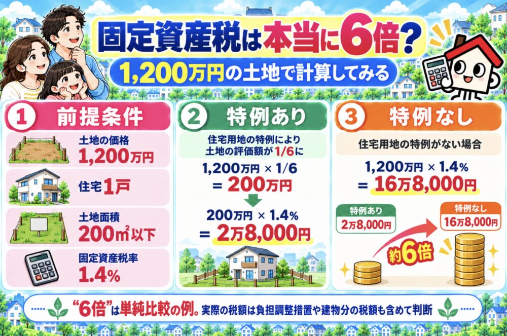 空き家　解体　固定資産税は本当に6倍？1,200万円の土地で計算してみる