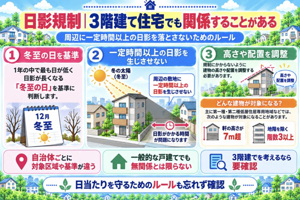 日影規制|3階建て住宅でも関係することがある