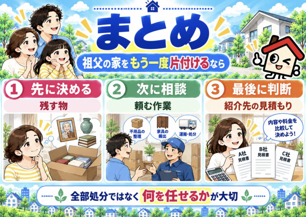 まとめ|祖父の家をもう一度遺品整理するなら、最初に相談したいこと