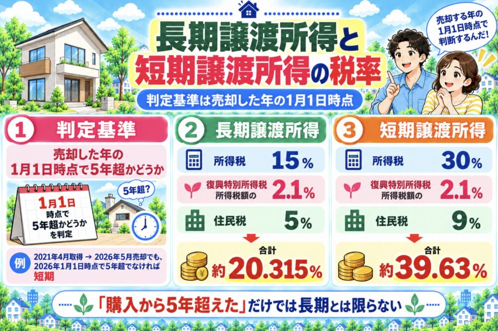 長期譲渡所得と短期譲渡所得の税率