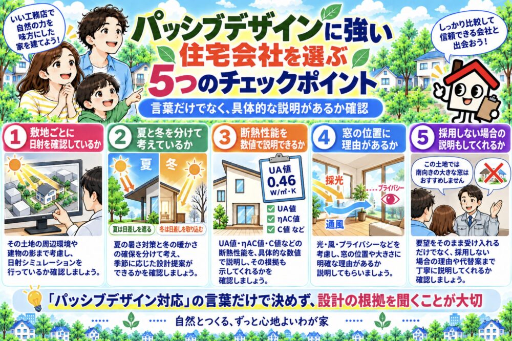 パッシブデザインに強い住宅会社を選ぶ5つのチェックポイント